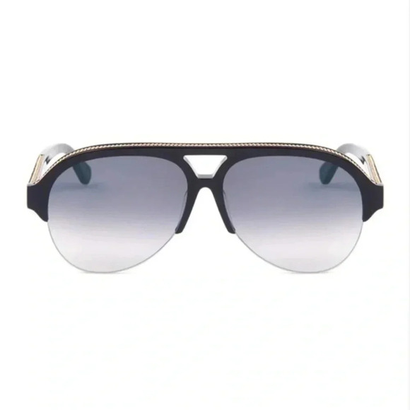 Stella McCartney Accessories - Stella McCartney Pilot Sunglasses, Black with Gold Trim